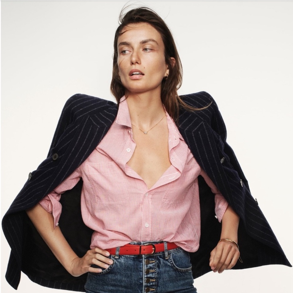 Zara Pink Striped Button-Down Shirt
